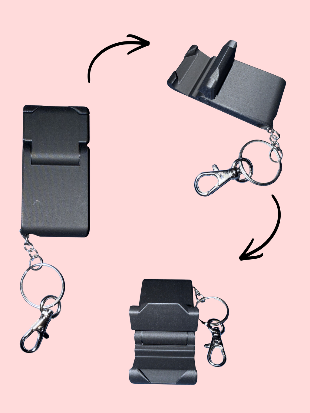 Support téléphone mini format poche plus porte clé standard